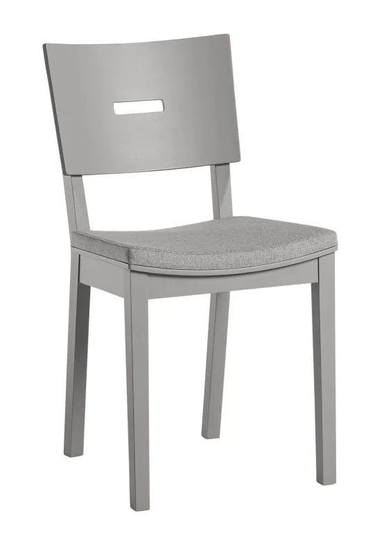 Esszimmerstuhl | ergonomische Form | Farbe: Grau | Eiche massiv | Polsterung: Grau | Stuhl | Maße: 43 x 50 x 86 cm | leicht kombinierbar