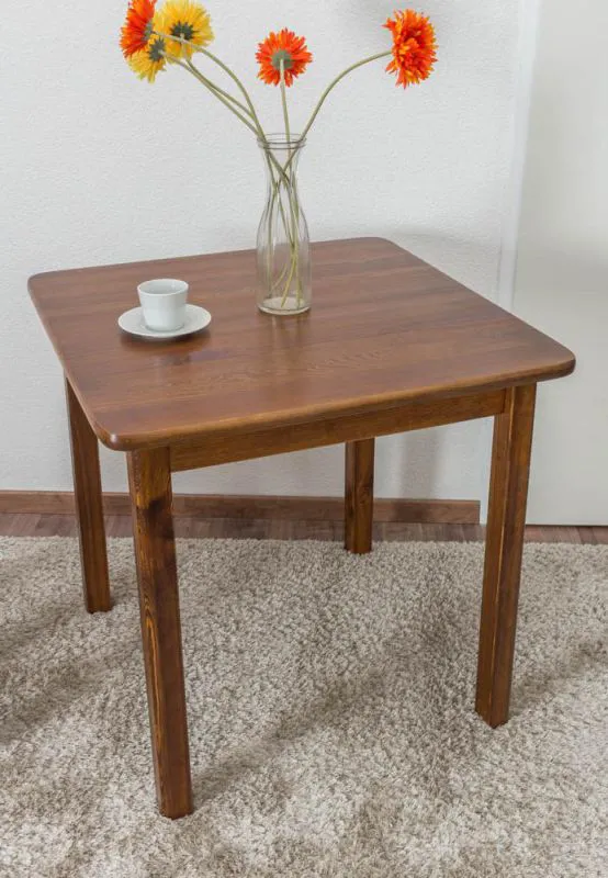 Esstisch Esszimmertisch 75x75 cm Kiefer massiv, Farbe: Eiche Abbildung