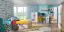 Kinderzimmer - Schreibtisch Fabian 10, Farbe: Eiche Hellbraun / Weiß / Blau - 78 x 120 x 50 cm (H x B x T)