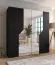 Drehtürenschrank / Kleiderschrank | Farbe: Schwarz | Soft-Close-Funktion | 2 Spiegeltüren | ABS-Kanten | Griffe: Kaschmir | Maße: 200 x 52 x 202 cm | 2 Kleiderstangen