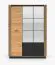 Stylischer Kleiderschrank Dagali 02, Farbe: Eiche / Schwarz, Maße: 210 x 150 x 58 cm, modernes und einfaches Design, Soft-Close-System, fünf Fächer, für Schlafzimmer