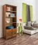 Regal, Küchenregal, Wohnzimmerregal, Bücherregal - 80 cm breit, Kiefer Holz-Massiv, Farbe: Eiche