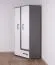 Jugendzimmer - Drehtürenschrank / Kleiderschrank Oskar 02, Farbe: Anthrazit / Weiß - 192 x 90 x 90 cm (H x B x T)