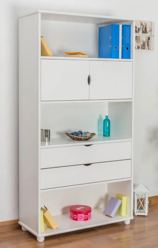 Standregal, 100 cm breit, Kiefer Holz-Massiv, Farbe: Weiß Abbildung