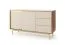 Wohnzimmer Komplett - Set B Tamino | 5-teilig | mit hellen Design | Farbe: Eiche / Kaschmir | ABS-Kantenschutz | 1 Vitrine | 1 TV-Unterschrank | 1 Highboard | 1 Couchtisch | 1 Esstisch