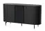 Wohnzimmer Komplett - Set J Annelin, 7-teilig, in Schwarz, 1 Kommode und 1 Vitrine mit LED-Beleuchtung, 1 Couchtisch, 1 Beistelltisch, 1 Kommode