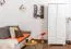 Kleiderschrank | 2 Drehtüren | 2 Schubladen | 1 Fach | mit Kleiderstange | 80 cm breit | Massivholz | Farbe: Weiß Abbildung