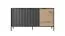 Sideboard mit sechs Fächern Fouchana 10, Farbe: Schwarz / Eiche Artisan - Abmessungen: 81 x 153 x 39,5 cm (H x B x T), mit drei Türen