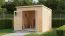 Gartenhaus | inkl. Fußboden | Gerätehaus | Naturbelassen | Elementbauweise | Grundfläche: 5,81 m² | Flachdach | Dresden 04 | Gerahmte Massivholztür mit Fenstern
