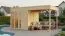 Gartenhaus mit Anbaudach | Naturbelassen | Poolhaus | Elementbauweise | Grundfläche: 10,51 m² | inkl. Fußboden | Flachdach | Sonnenfreude 01 | Fenster aus Sicherheitsglas