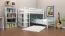 Etagenbett L-Form 90 x 200 cm | Buche Massivholz | weiß lackiert | mit Regal | inkl. Rollrost | umbaubar in Einzelbetten Abbildung