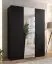 Drehtürenschrank / Kleiderschrank | Farbe: Schwarz | 1 Spiegeltür | Griffe: Schwarz | 2 Fächer | Soft-Close | 2 Kleiderstangen | Maße: 150 x 52 x 202 cm | ABS