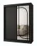 Schiebetürenschrank / Kleiderschrank | Schwarz Matt | 150 x 62 x 200 cm | 2 Kleiderstangen | zuverlässiges Gleitsysteme | 5 Fächer | dekorativer  Spiegel