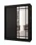 Schiebetürenschrank | Schwarz Matt | dekorative Spiegeltür | 150 x 62 x 200 cm | 5 Fächer | 2 Kleiderstangen | Schiebetürenschrank | Elegante Ausführung