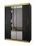 Kleiderschrank im eleganten Design Bernina 09, mit Spiegel, Schwarz Matt, Maße: 200 x 150 x 62 cm, 5 Holzeinlegeböden, 2 Kleiderstangen