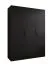 Kleiderschrank | 3 Türen | Farbe: Schwarz | Griffe: Schwarz | Maße: 150 x 52 x 202 cm | 2 Kleiderstangen | 2 Fächer | Drehtürenschrank