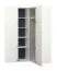 Schlichter Eckkleiderschrank mit zwei Kleiderstangen Aenna 05, Farbe: Weiß / Indigo, modernes und einfaches Design, Griffe: Eiche, Maße: 202,5 x 108,5 x 111 cm