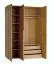Kleiderschrank 3-türig | Farbe: Eiche | integrierte LED-Beleuchtung | Soft-Close Funktion | 153 x 60 x 223 cm | 3 Schubladen | 1 Kleiderstange | 7 Fächer