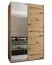 Kleiderschrank / Schiebetürenschrank | 245,5 x 160 x 64 cm | 2 Kleiderstangen | Soft-Close | Spiegel | Farbe: Eiche Artisan | 2 Schiebetüren | 11 Fächer