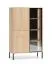 Vitrine | Farbe: Eiche Lindberg | Metallfüße | 1 Schublade | gehärtetes Graphitglas | inkl. LED-Beleuchtung | 7 Fächer | Push-to-open Funktion | 92 x 40 x 150 cm