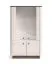 Vitrine | klein | 4 Türen | Farbe: Kaschmir / Eiche Windmill dunkel | Soft-Close-Funktion | Maße: 92 x 40 x 150 cm | 4 Fächer | für Wohnzimmer