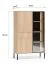 Vitrine | Farbe: Eiche Lindberg | Metallfüße | 1 Schublade | gehärtetes Graphitglas | inkl. LED-Beleuchtung | 7 Fächer | Push-to-open Funktion | 92 x 40 x 150 cm