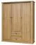 Schlafzimmer Komplett - Set A "Matam" mit Futonbett 140x200, Nachtkommode, Kleiderschrank, Kommode, Spiegel, Farbe: Eiche, inkl. Lattenrost