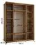 Eichenfarbener Schiebetürenschrank Mina, viel Stauraum, Anti Staubbürsten, Metallgriffe in Schwarz, Vorderseite aus Laminatplatten, 235,2 x 190 x 60 cm