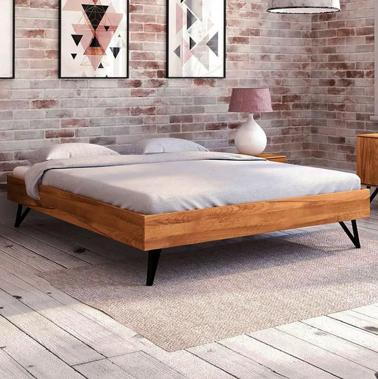 Buche-Bett massiv | 200 x 200 cm | Kernbuche | Geölt | Natur Abbildung