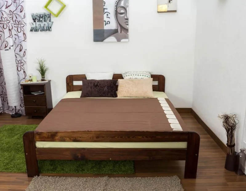 Bett 160 x 200 cm Kiefer massiv Nuss Abbildung