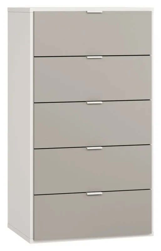 Kommode Bellaco 30, Farbe: Weiß / Grau - Abmessungen: 114 x 63 x 47 cm (H x B x T)