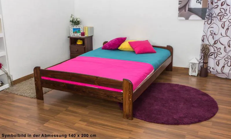 Holzbett Kiefer 160 x 200 cm Nuss Abbildung