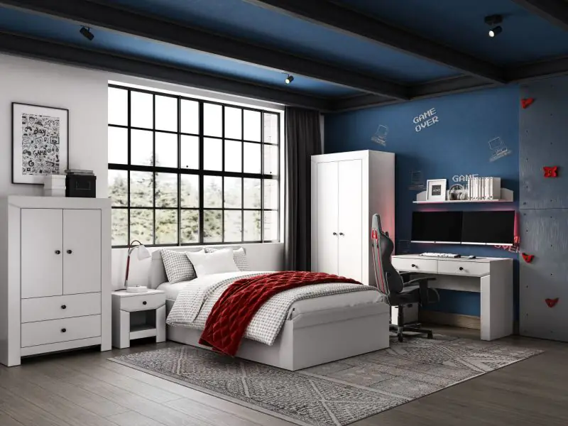 Schlafzimmer Komplett - Set B Sastamala, 6-teilig, Farbe: Silbergrau