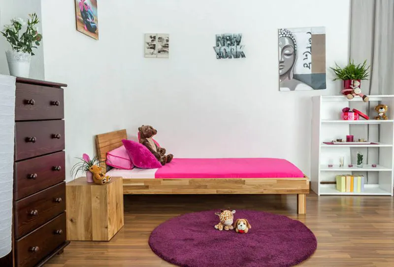Massivholz Bettgestell Eiche 90 x 200 cm geölt Abbildung