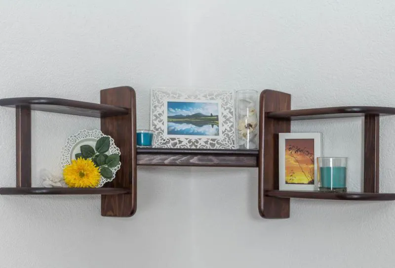 Hängeregal, Wandregal, Bücherregal - 75 cm breit, Kiefer Massivholz, Farbe: Nuss Abbildung