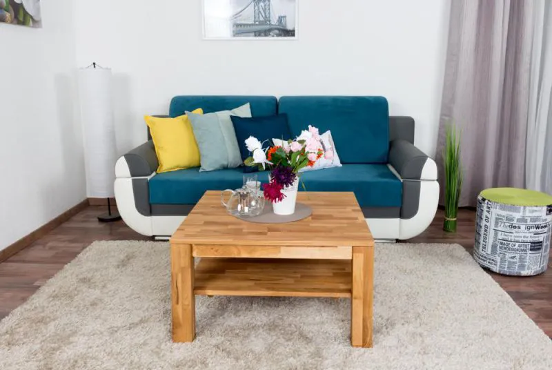Beistelltisch Couchtisch Eiche Massivholz Farbe: Natur 45x80x80 cm Abbildung