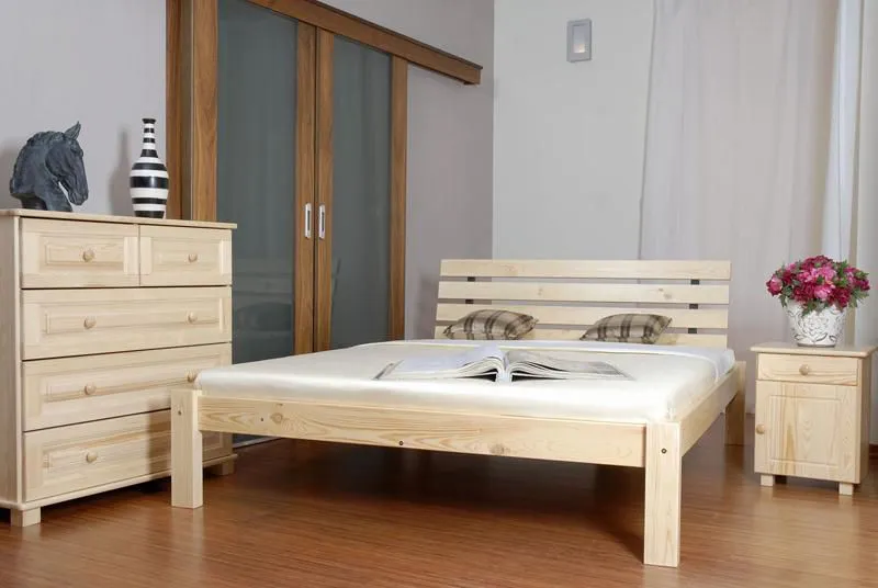 Bett Kiefer massiv 160 x 200 cm Natur Abbildung