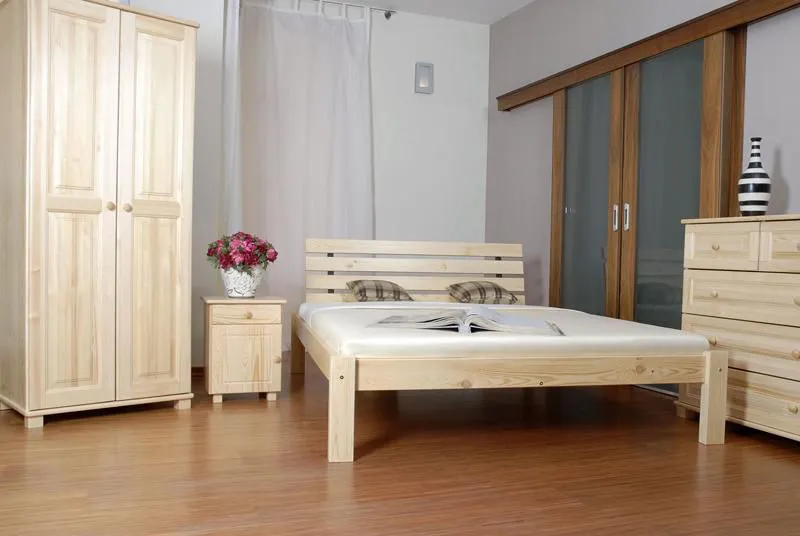 Bett Kiefer 160 x 200 cm Natur Abbildung