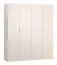 Falttüren / Kleiderschrank | Farbe: Beige | Soft-Close | Griffe: Beige | Maße: 180 x 57 x 206 cm | inkl. LED-Beleuchtung | 3 Schubladen | 3 Kleiderstangen
