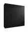 Drehtürenschrank | 2 Meter breit | 2 Kleiderstangen | Farbe: Schwarz | Griffe: Schwarz | Maße: 200 x 52 x 202 cm | Kleiderschrank | 2 Fächer | 4 Türen