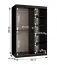 Kleiderschrank / Schiebetürenschrank | Schwarz Matt | 5 Fächer | 2 Kleiderstangen | hochwertig Verarbeitet | 120 x 62 x 200 cm | dekorative Spiegeltür