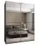Kleiderschrank / Schiebetürenschrank | 245,5 x 200 x 64 cm | 11 Fächer | 2 Kleiderstangen | 2 Schiebetüren | Spiegel | Soft-Close | Farbe: Schwarz