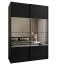 Kleiderschrank / Schiebetürenschrank | Soft-Close | Spiegel | 2 Kleiderstangen | 2 Schiebetüren | 11 Fächer | 245,5 x 170 x 64 cm | Farbe: Schwarz