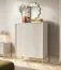 Wohnzimmer Komplett - Set T Worthing, 4-teilig, Farbe: Kaschmir, ABS-Kanten, Griffe & Beine: Gold, zwei Kommoden, ein TV-Unterschrank, ein Couchtisch