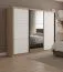 Schiebetürenschrank / Kleiderschrank | 11 Fächer | Eiche Premium / Weiß | 1 Kleiderstange | 1 Spiegeltür | 240 x 49 x 215 cm | 9 Einlegeböden