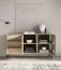 Sideboard | Farbe: Eiche Lindberg | inkl. LED-Beleuchtung | 3 Schubladen | Push-to-open Funktion | 160 x 40 x 86 cm | 4 Fächer | Kommode | 1 Glastür mit Aluminiumrahmen