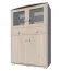 Vitrine Rabaul 06, Farbe: Sonoma Eiche - Abmessungen: 150 x 110 x 40 cm (H x B x T)