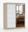 Schiebetürenschrank 1,6 Meter breit / Kleiderschrank | Galtee 07 | Weiß / Eiche | mit Spiegel | 6 Fächer | 2 Türen | 195 x 160 x 61 cm | robust