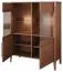 Vitrine Gorica 04 mit LED-Beleuchtung, in Eiche Rustikal, Soft Close System, 140 x 111 x 45 cm, teilmassiv, Antisol-Glas Bronze