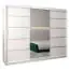 Schiebetürenschrank / Kleiderschrank Jan 06B mit Spiegel, Farbe: Weiß matt - Abmessungen: 200 x 250 x 62 cm ( H x B x T)